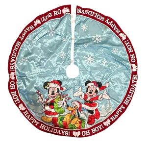 Disney Kurt Adler Mickey and Minnie Mouse Print Satin Tree Skirt